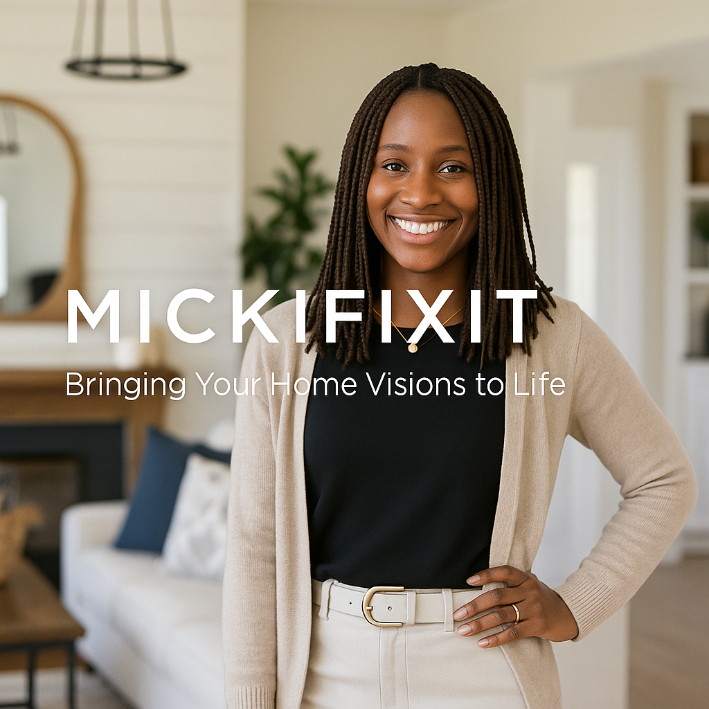 Micki standing in living room